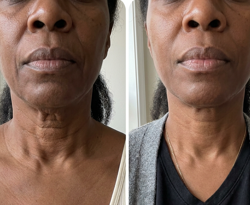 Neck-only before/after, verified or labeled
