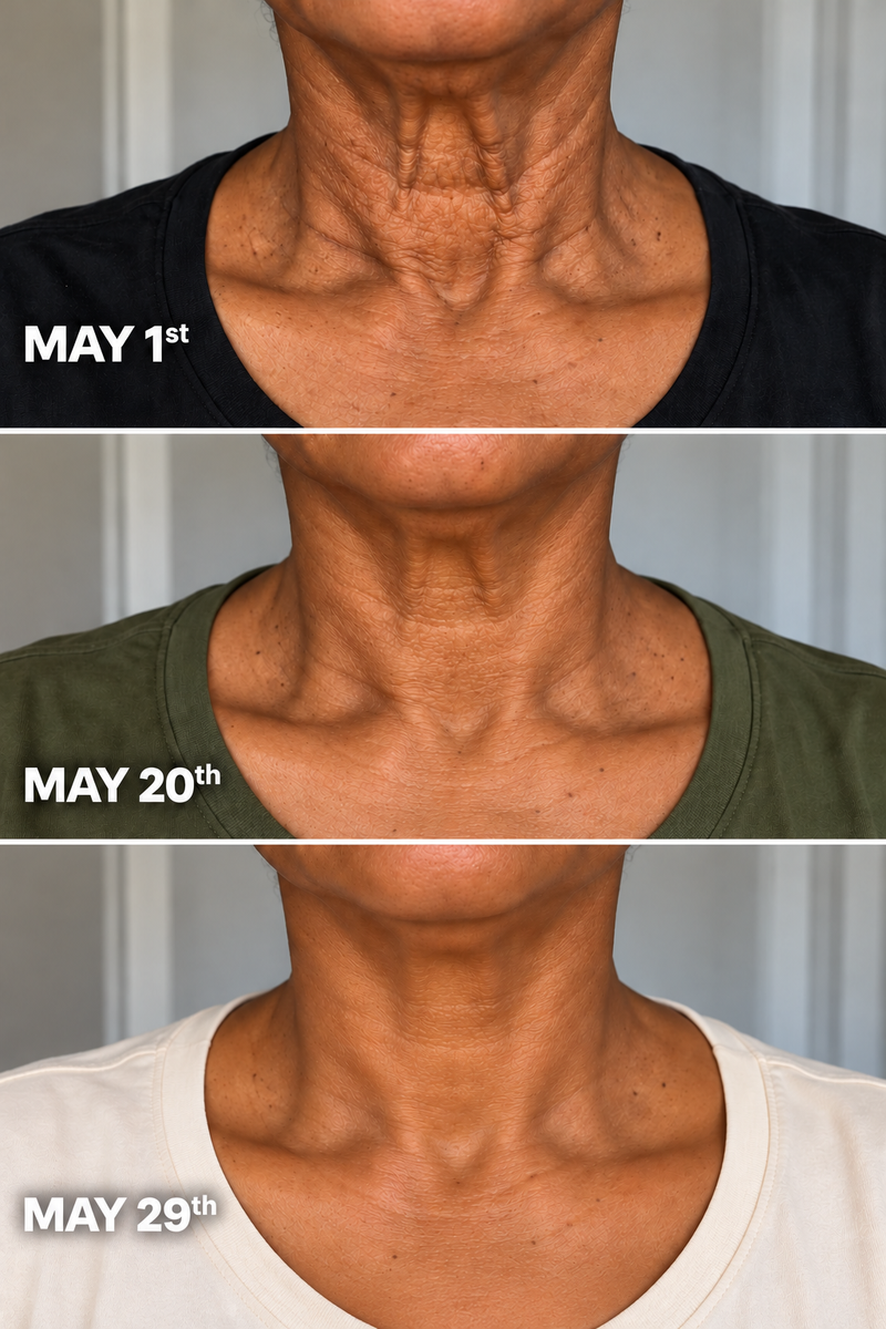 Neck-only before/after, verified or labeled
